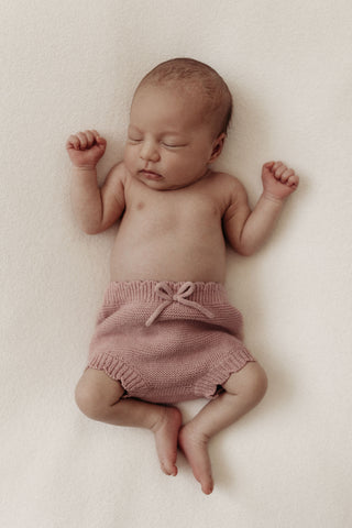 Organic Cotton Scallop Knit Baby Bloomers - Rose
