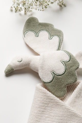 Knitted Baby Stork Comforter Stitch and Embroidery Detail