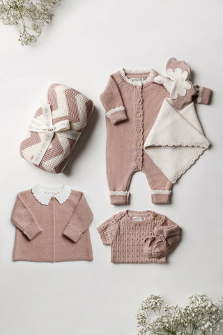 Knitted Rose Pink Baby Gift Set