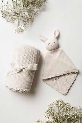 Organic Baby Blanket & Bunny Comforter - Oat