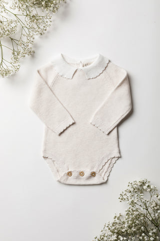 Neutral Baby Bodysuit with Scallop Collar 