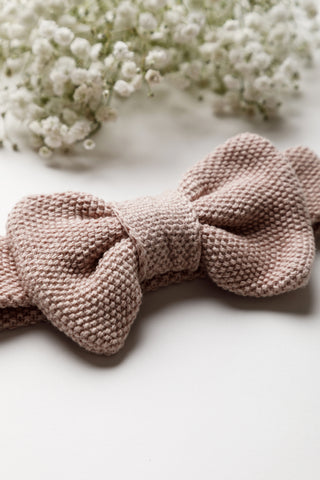 Close up bow stitch detail on headband