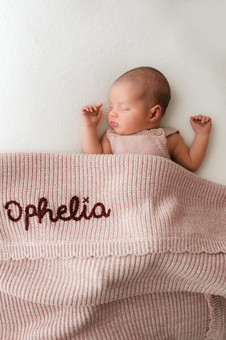 Organic Cotton Scallop Knit Baby Blanket - Personalised