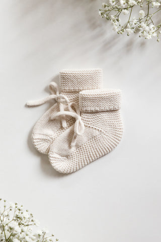 Knitted Neutral Baby Bow Booties 