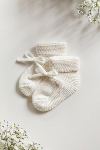 White Knitted Baby Booties 