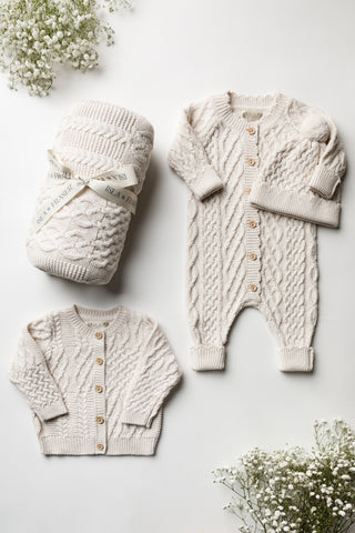 Cable Knit Neutral Baby Gift Set