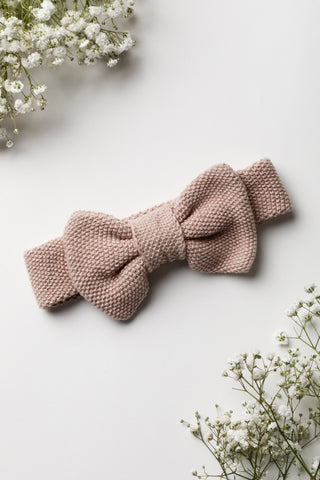 Knitted Pink Bow Headband